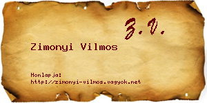 Zimonyi Vilmos névjegykártya